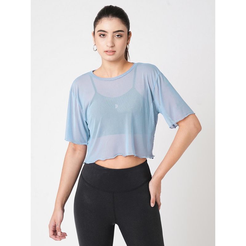 BODD ACTIVE Beachy Blue Mesh Crop Tee (M)