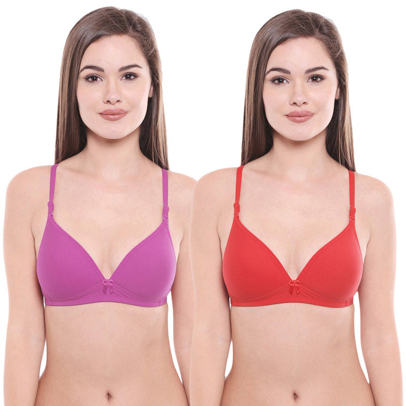Bodycare Pack Of 2 Lightly Padded T-Shirt Bra - Multi Color (38B)