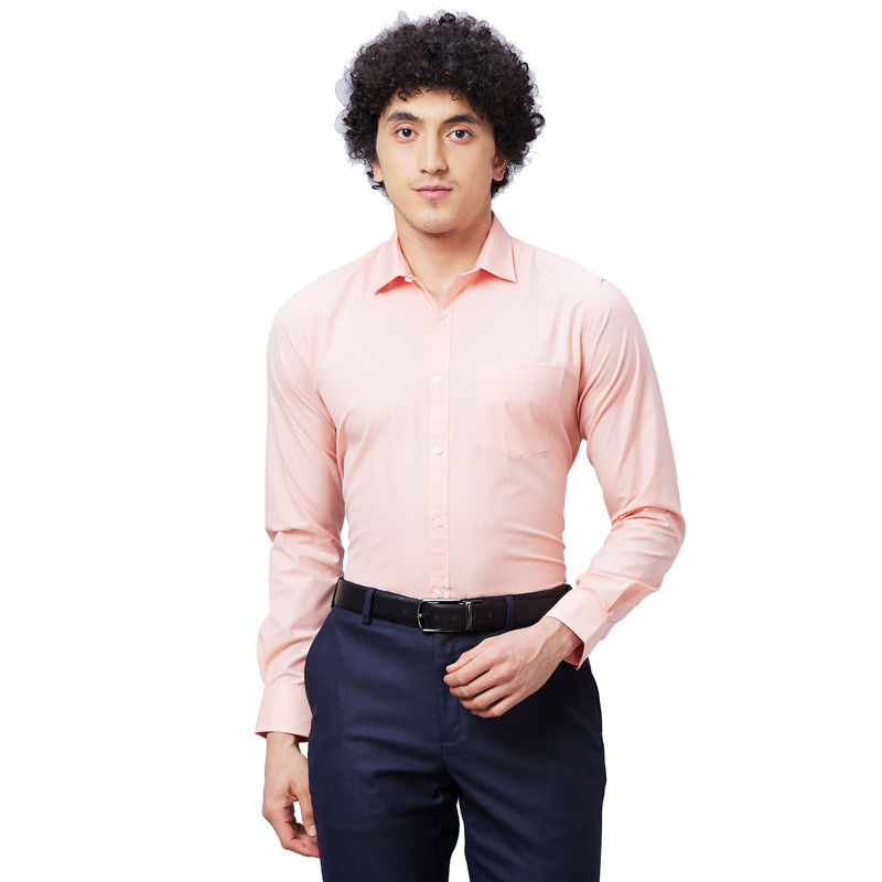 Park Avenue Slim Fit Solid Light Peach Shirt (40)