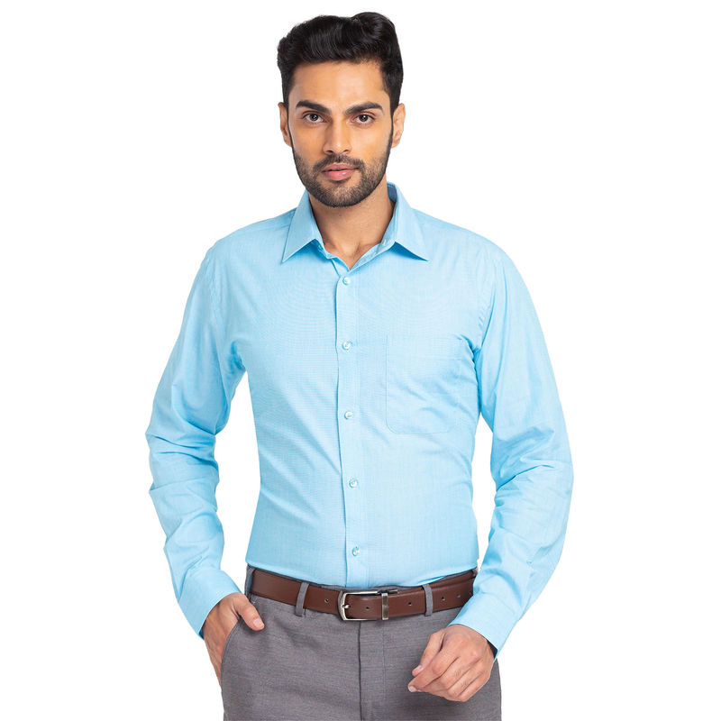 Raymond Slim Fit Solid Light Blue Shirt (39)