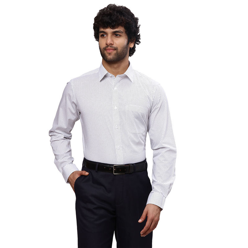 Raymond Slim Fit Printed White Shirt (39)