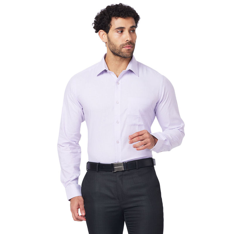 Raymond Slim Fit Solid Light Violet Shirt (42)