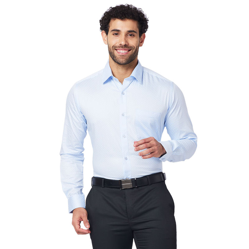 Raymond Slim Fit Printed Light Blue Shirt (42)