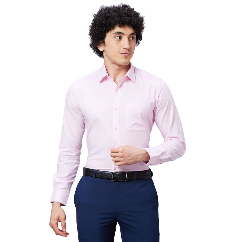 Raymond Slim Fit Solid Medium Pink Shirt (39)
