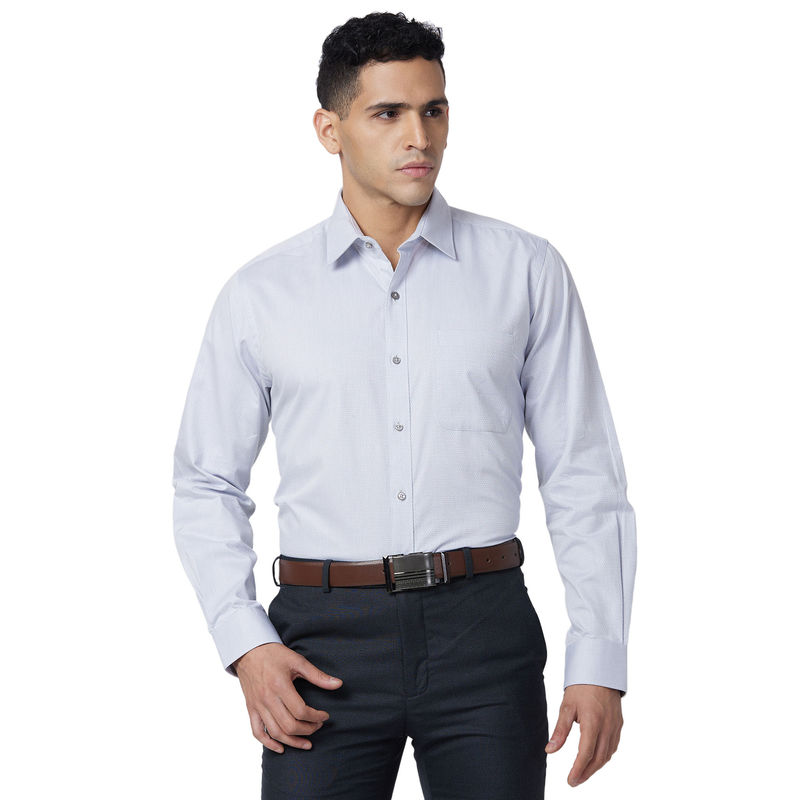 Raymond Regular Fit Self Design Medium Grey Shirt (39)