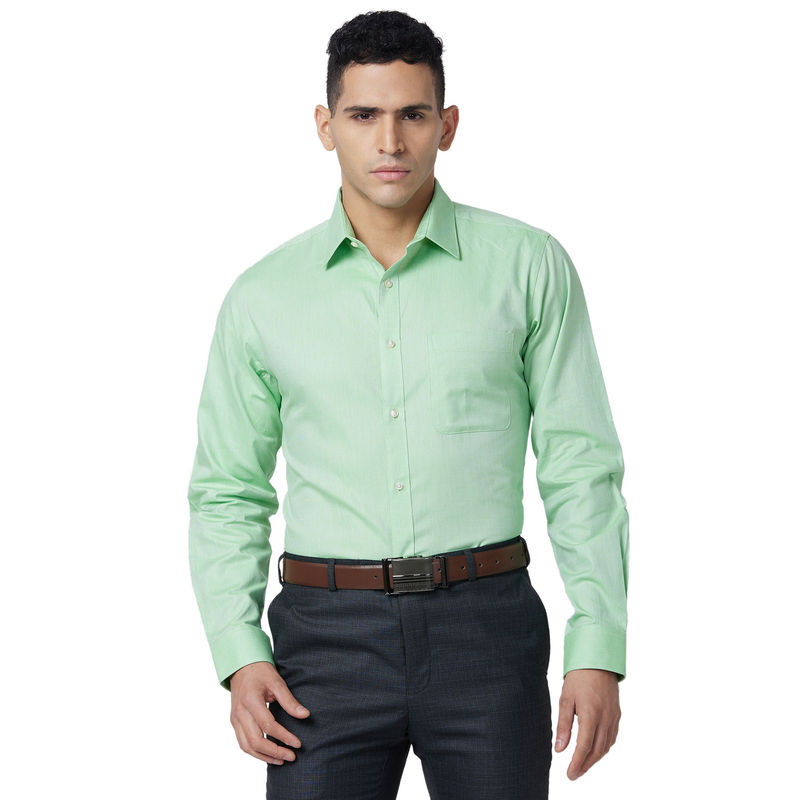 Raymond Slim Fit Solid Medium Green Shirt (40)