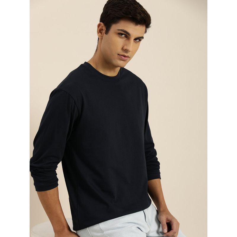 DILLINGER Navy Blue Solid Oversized T-Shirt (S)