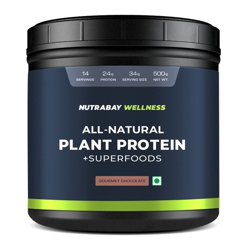 Nutrabay Wellness All-Natural Plant Protein Powder + Superfoods - Gourmet Chocolate