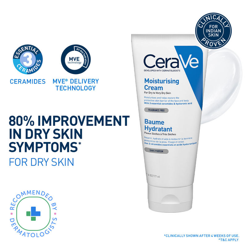 CeraVe Moisturizer Cream For Dry Skin With Ceramides, Niacinamide & Hyaluronic Acid For Barrier Repair