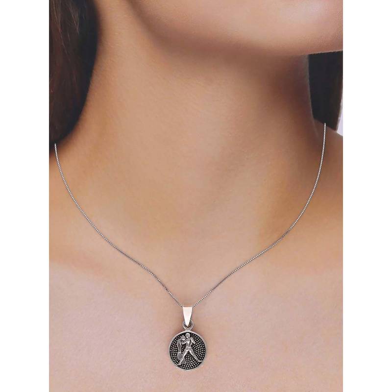thumbnail image 2 of Aquarius Zodiac Sign Men's Leather Necklace - Surfer Style Chain By HANA LIMA 2 of 5