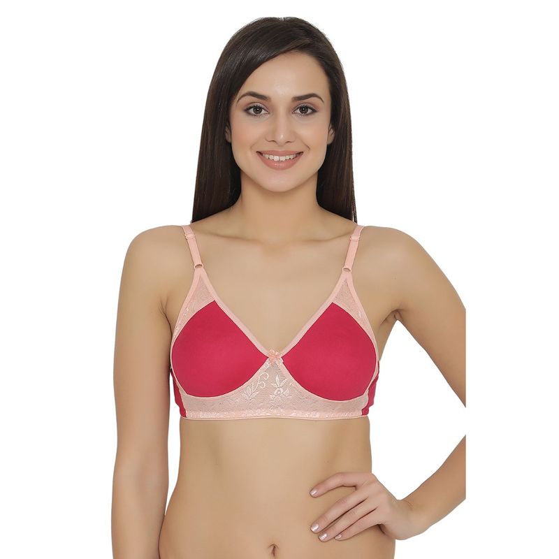 Clovia Cotton Rich Solid Non-Padded Full Cup Wire Free Everyday Bra - Dark Pink (40C)