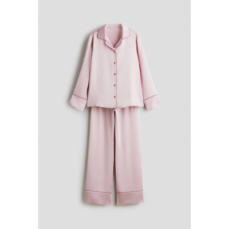 H&M Girls Pink Satin Pyjamas And Shirt (10-12 Years)