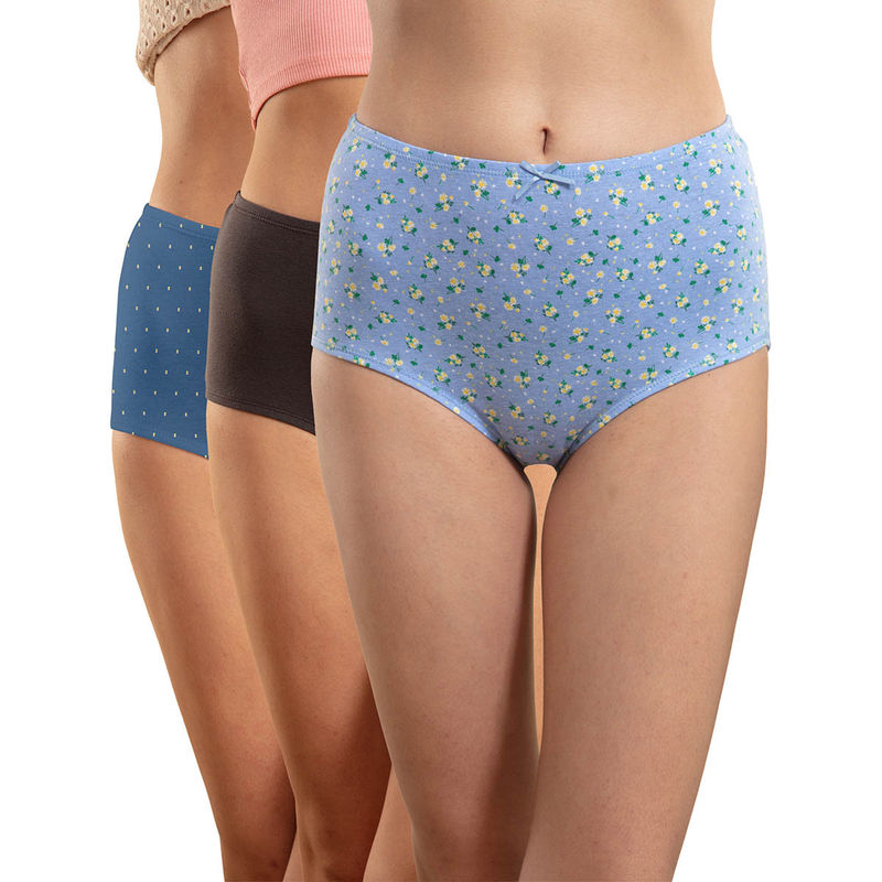 Nykd by Nykaa Full Brief Panty with Covered Elastic-NYP104-Assortment 5 Multi-Color (Pack of 3) (L)