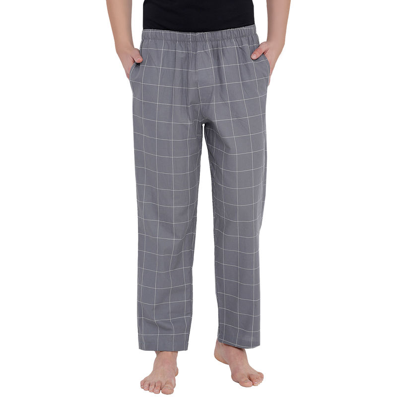XYXX Super Combed Cotton Checkered Pyjama For Men - Grey (S)