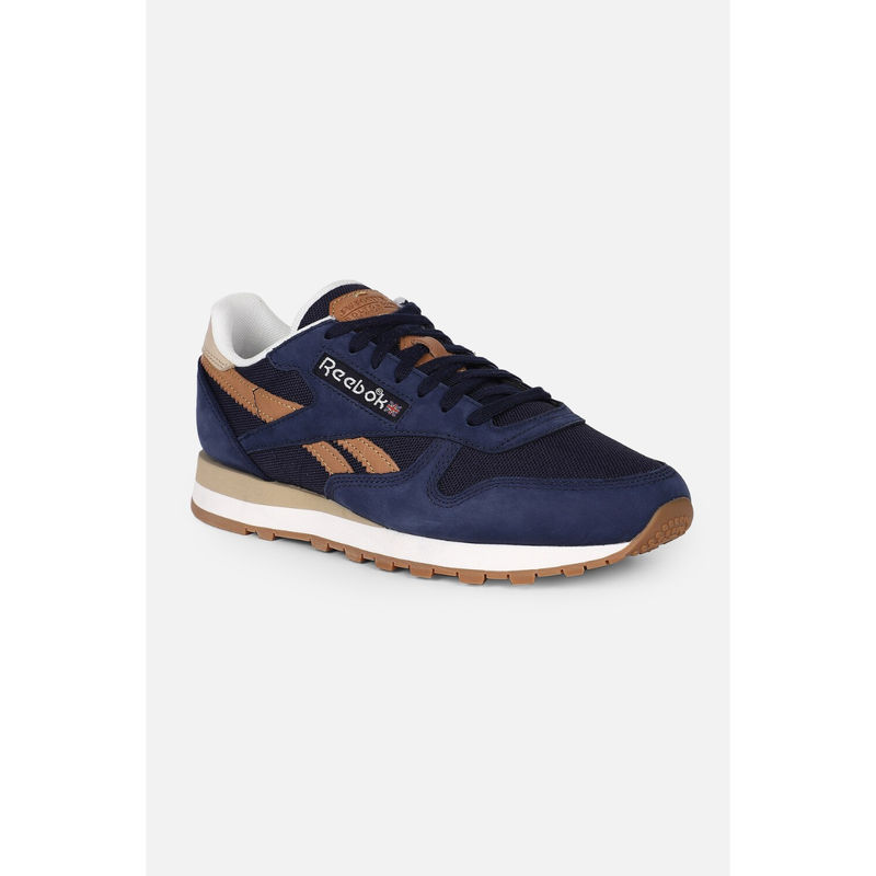 Reebok Navy Blue Unisex Leather Classics Sneakers (UK 4)