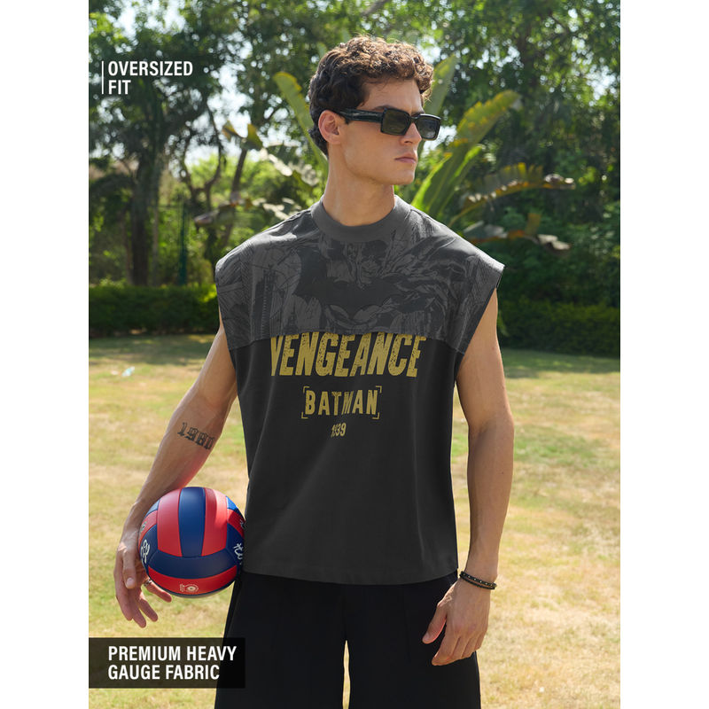 The Souled Store Charcoal Official Batman: Vengeance Men Easy Fit Tanks (XL)