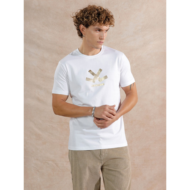 WROGN Gold Foil Print Slim Fit T-Shirt (XL)