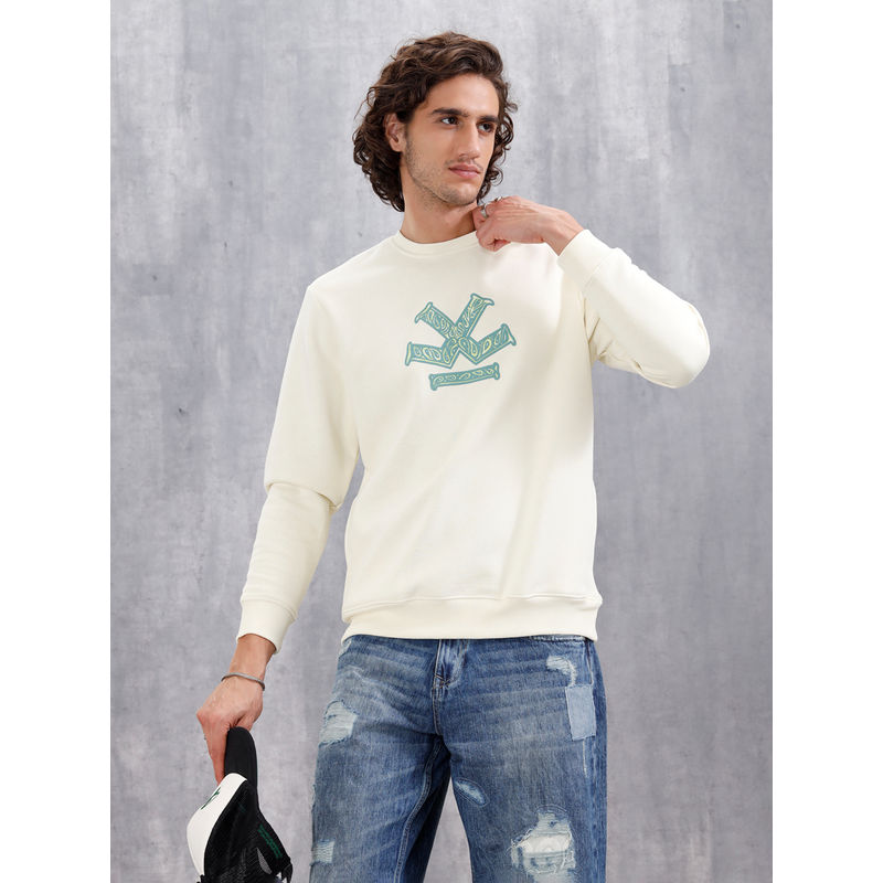WROGN Paisley Inspired Puff Print Brushed Fleece Comfort Fit Sweatshirt (M)