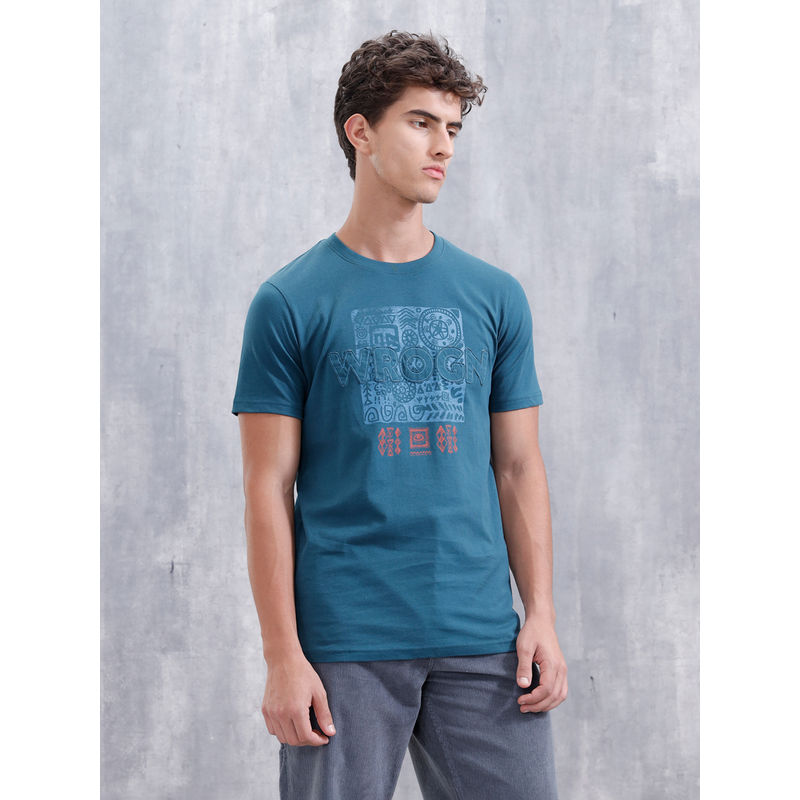WROGN Ancient Markings Inspired Slim Fit Patchwork Brand Carrier T-Shirt (S)