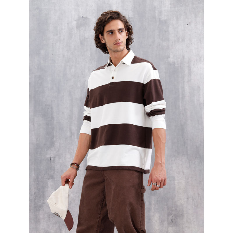 WROGN Yarn Dyed Striped Rugby Polo T-Shirt (M)