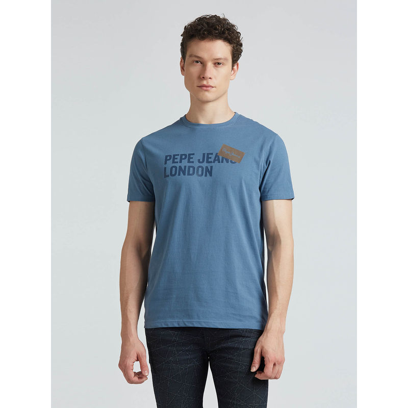 Pepe Jeans Blue Graphic Print Short Sleeved T-Shirt (L)