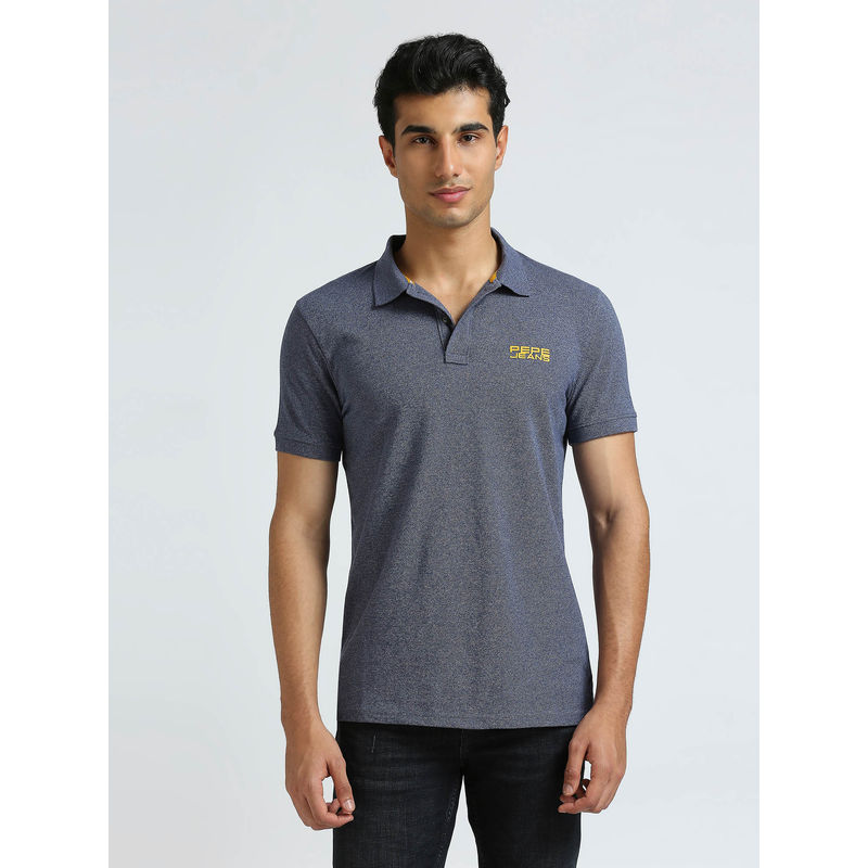 Pepe Jeans Blue Ribbed Collar Short Sleeved Polo T-Shirt (M)