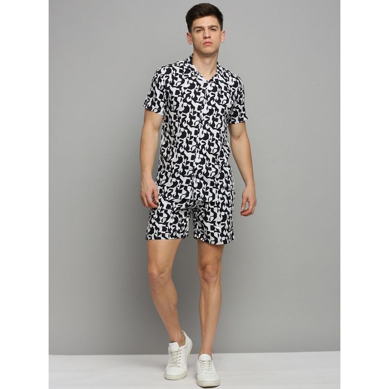 SHOWOFF Mens Printed White Shirt Collar Co-Ords (Set of 2) (M)