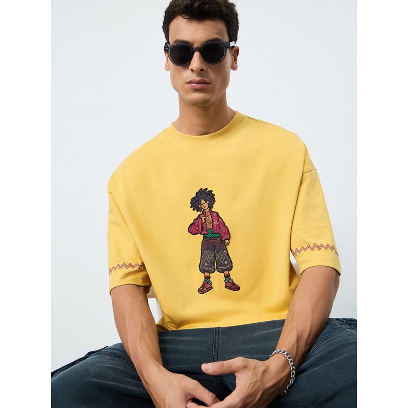 The Souled Store Oversized Yellow T-Shirt: Tribe (L)
