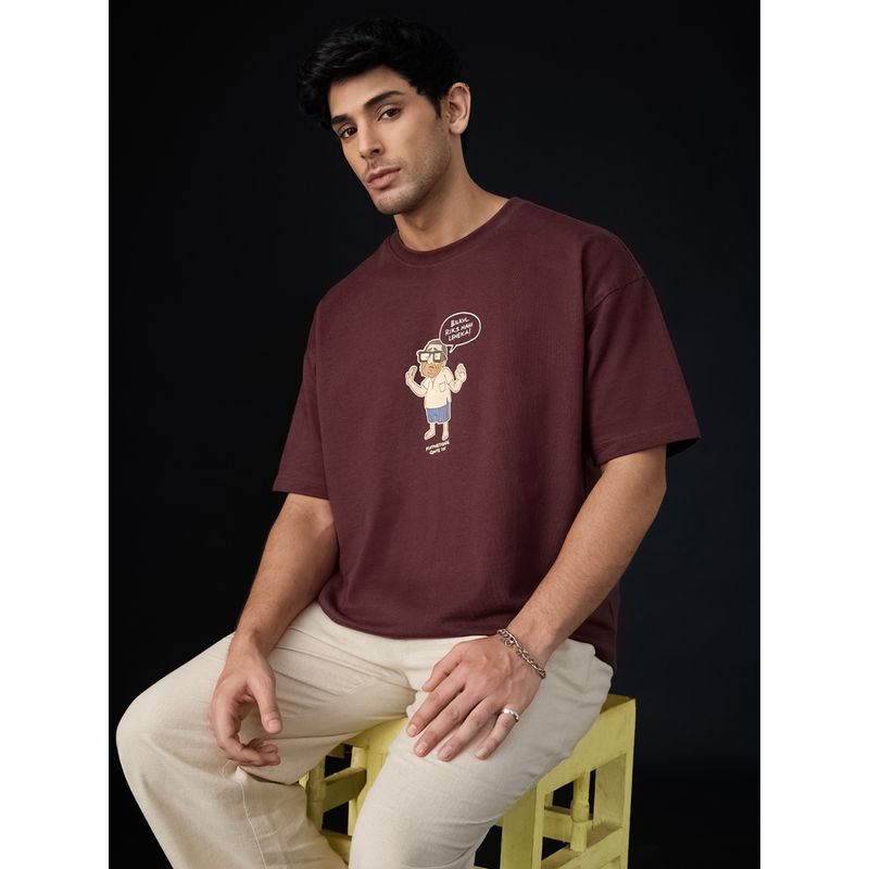 The Souled Store Phir Hera Pheri: Baburao Maroon T-Shirt (XXS)