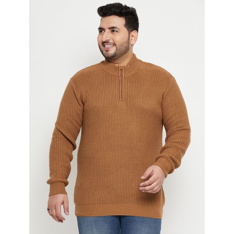 Club York Bitter Chocolate Mandarin Neck Plus Size Sweater (2XL)