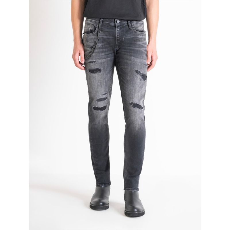 Antony Morato Men Grey Washed Mid-Rise Jeans (34)