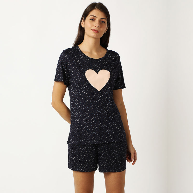mackly Women Printed Night Suit - Blue (S)