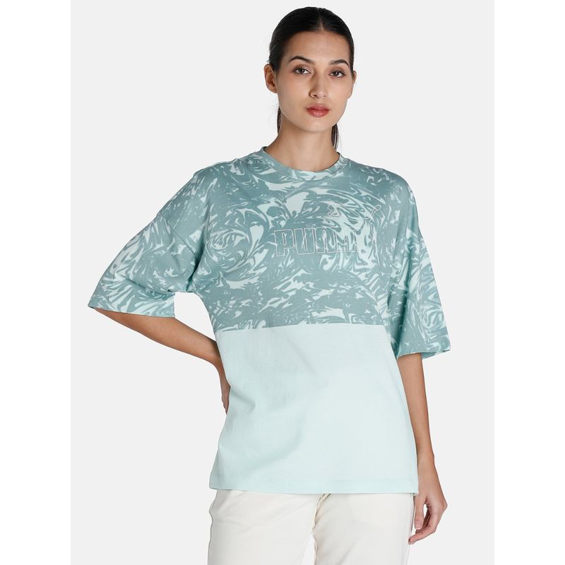 Puma Power Colorblock Summer Womens Green T-Shirt (S)