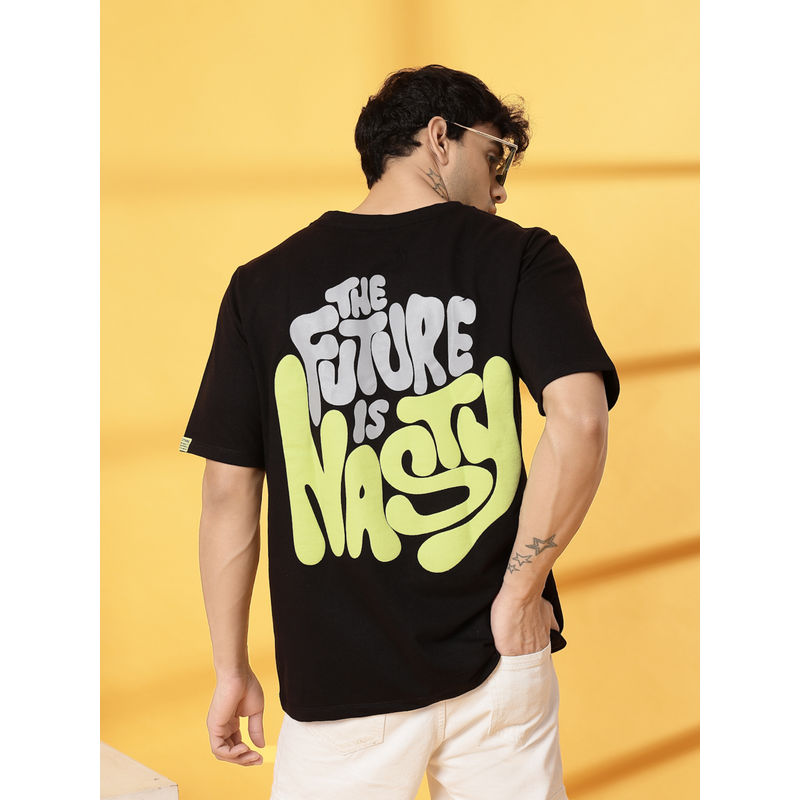 RIGO Men Black Terry Oversized Printed T-Shirt (L)