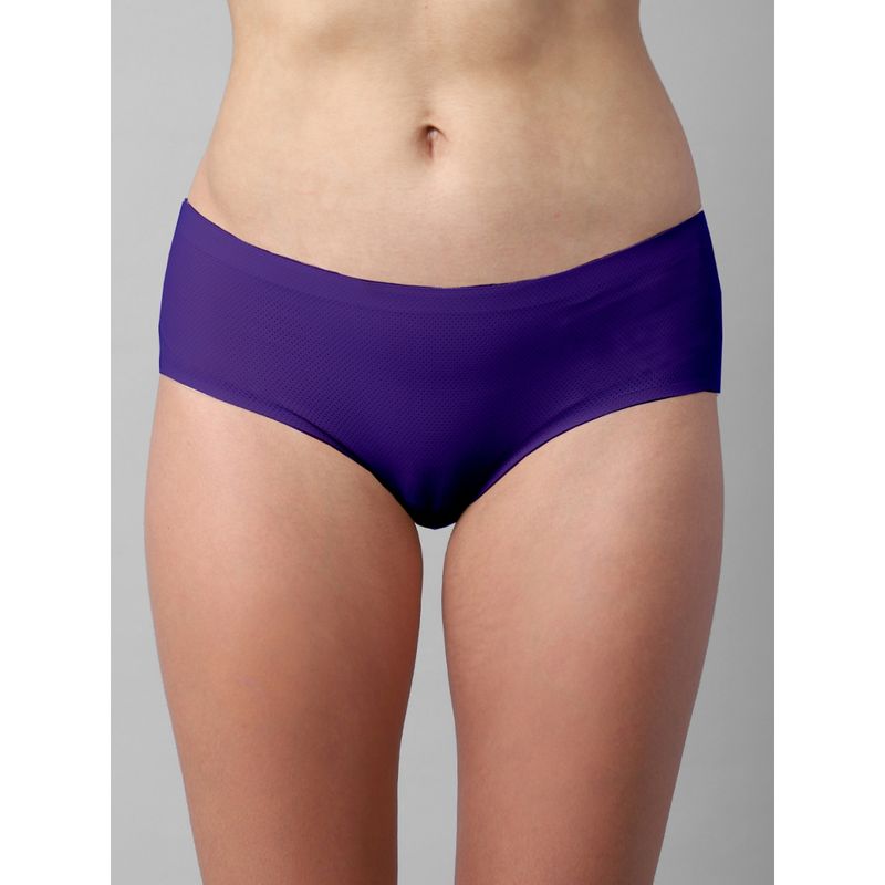AOBA Women Navy Blue Solid Seamless Bikini Panty Brief (XS)
