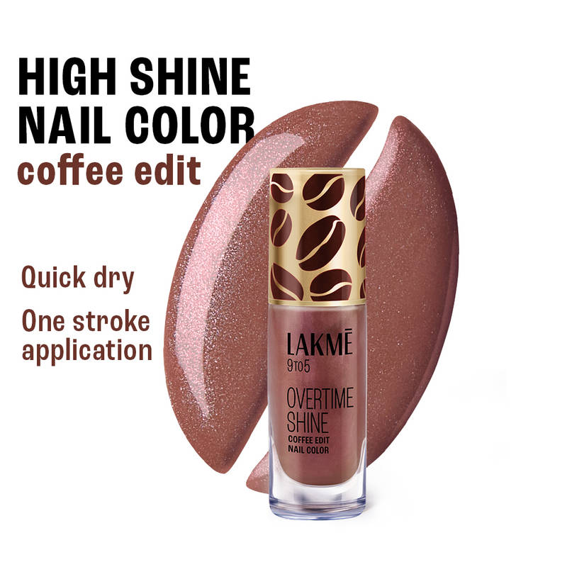 Lakme 9 To 5 Overtime Shine Nail Polish - Coffee Edit - Midnight Roast