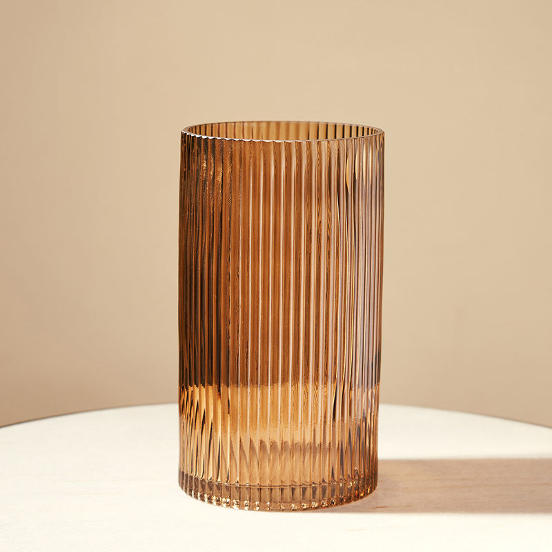 Pure Home + Living Dark Brown Ribbed Glass Vase (S)