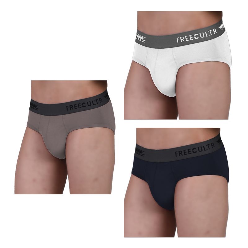 FREECULTR Men's Anti-Microbial Air-Soft Micromodal Underwear Brief, Pack of 3 - Multi-Color (M)