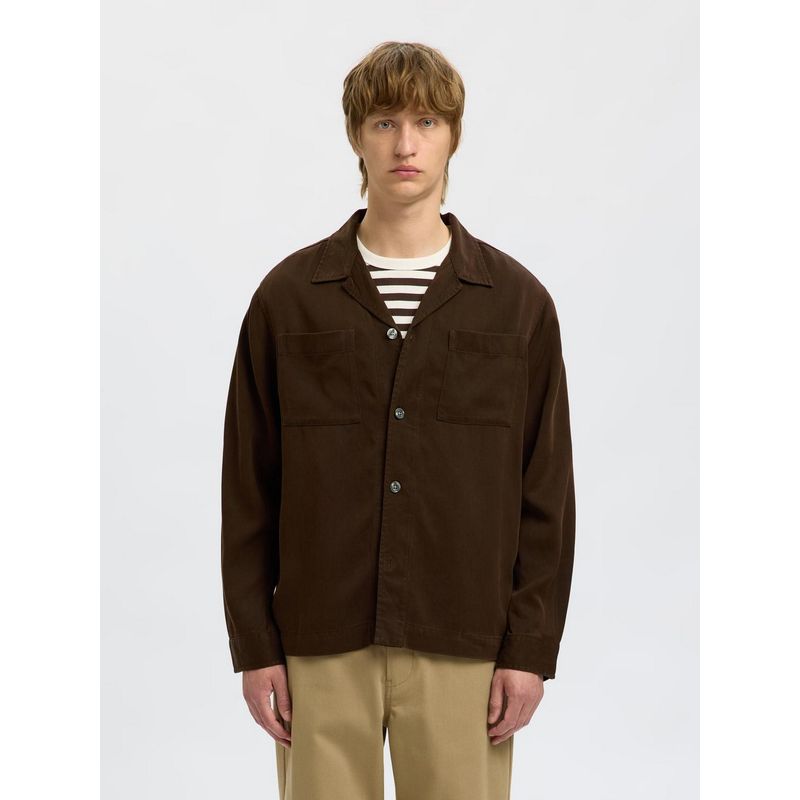 SELECTED HOMME Dark Brown Regular Fit Overshirt (XS)