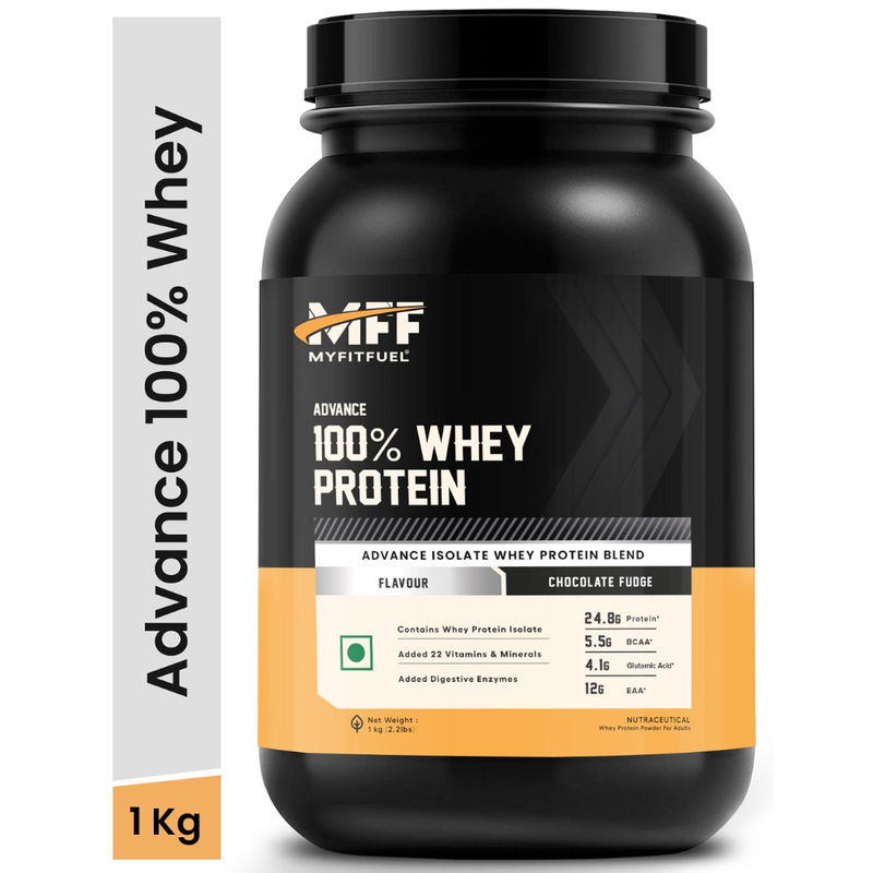 MyFitFuel Advance MFF 100% Whey Protein- Contains Whey Isolate, Fast Digest- Chocolate Fudge(1kg)