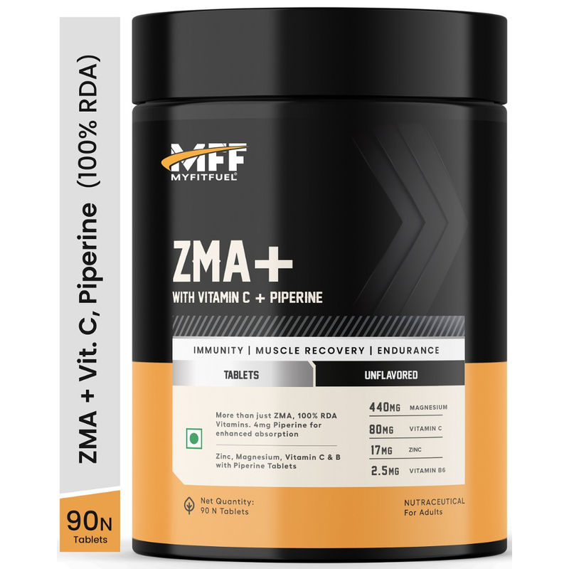 MyFitFuel ZMA+ Zinc, Magnesium, Vitamin B6 with Vitamin C & Piperine(90 Tablets)