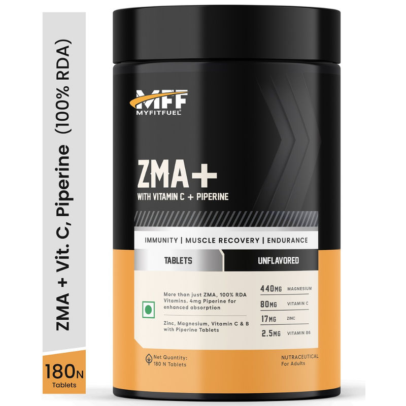 MyFitFuel ZMA+ Zinc, Magnesium, Vitamin B6 with Vitamin C & Piperine(180 Tablets)