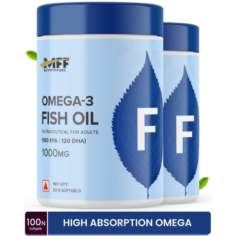 MyFitFuel Fish Oil Omega 3 1000mg (180 EPA : 120 DHA) Deep Sea For Skin, Heart, Joint (100 Capsules)