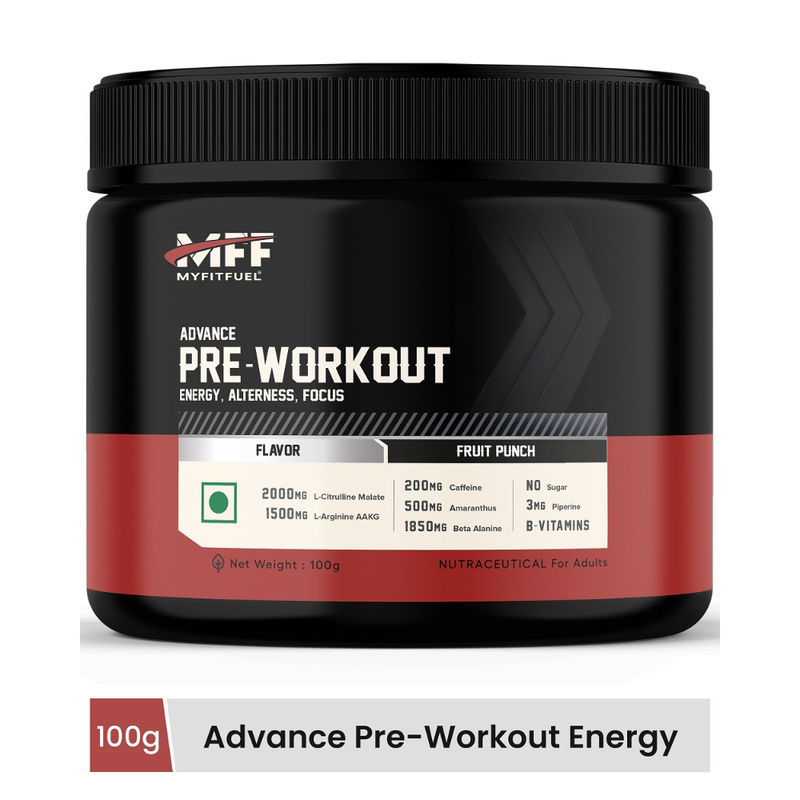 MyFitFuel Advance Pre-workout With BCAA, Caffeine, Citrulline, Arginine AAKG, Fruit Punch (100g)