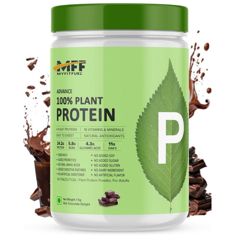 MyFitFuel Advance 100% Plant Protein +16 Vitamins, Antioxidant, Easy to Digest Rich Chocolate(1000g)