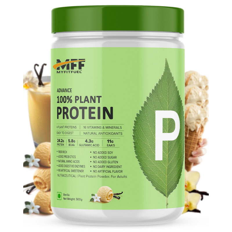 MyFitFuel Advance 100% Plant Protein +16 Vitamins, Antioxidants, Easy to Digest, Vanilla (500g)