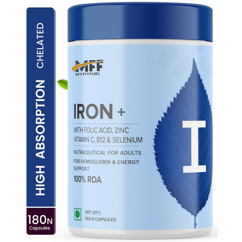MyFitFuel Iron (For 6 Months)+ Folic Acid, Zinc, Vitamin C & B12 Supplement for Hemoglobin & Energy