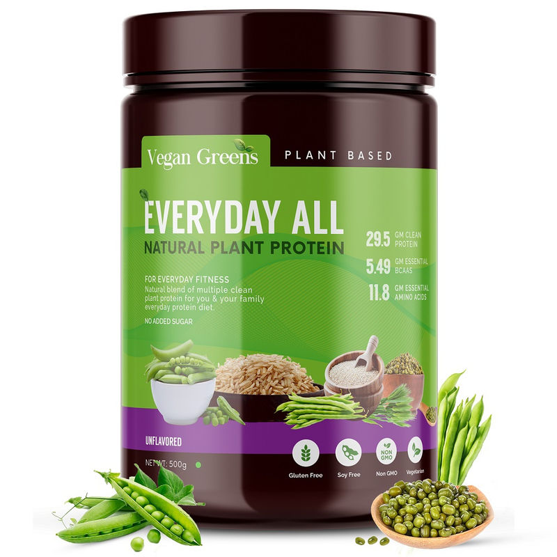 Vegan Greens Everyday All Natural Plant Protein Powder (Unflavored) + Shaker