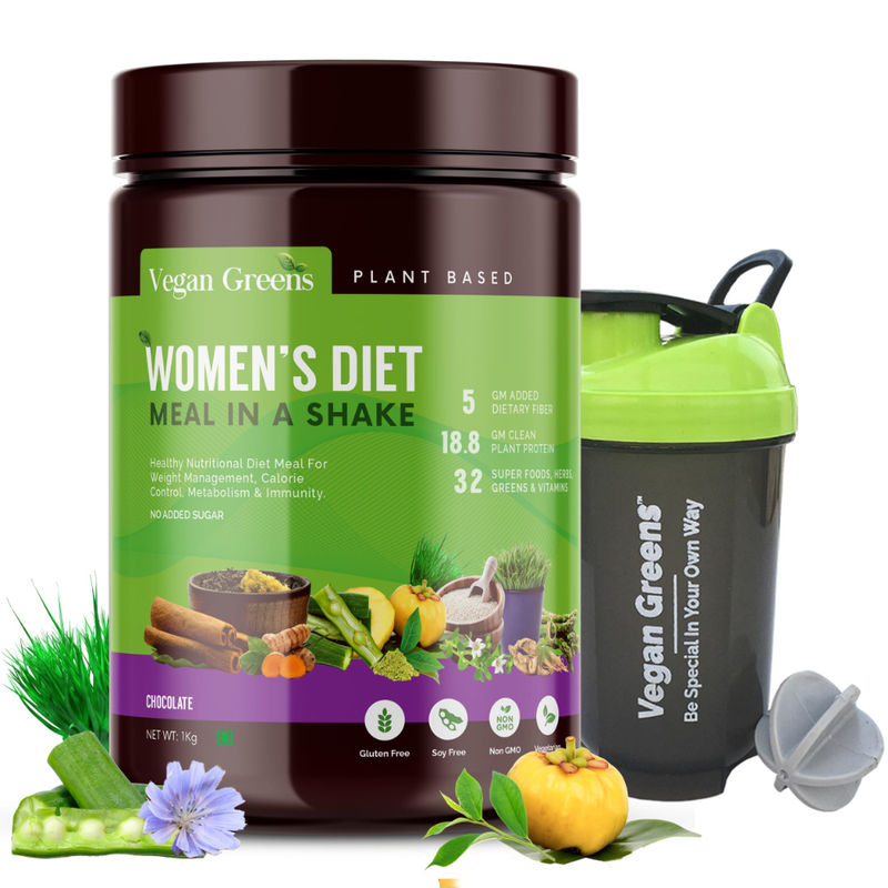 Vegan Greens Women's Diet Meal in a Shake Powder (Chocolate) + Shaker