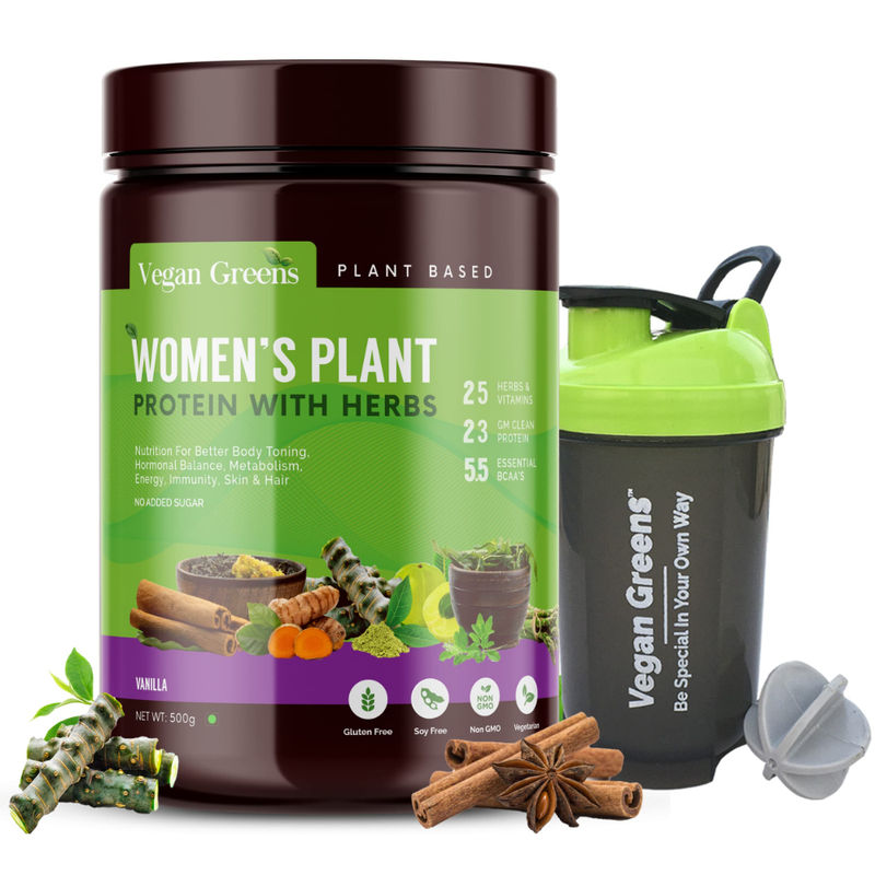 Vegan Greens Clean Women's Plant Protein with Herbs (Vanilla) + Shaker
